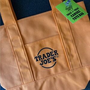 Trader Joe's Halloween Mini Tote Orange Canvas Tote Bag